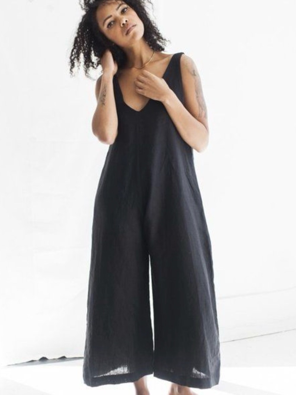 Ozma Vanessa Romper in black linen